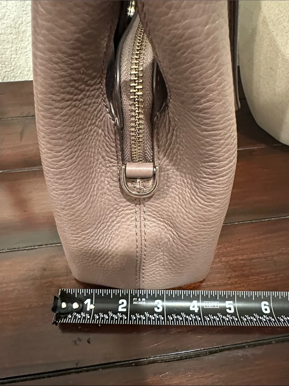 kate spade Two-Tone Pebbled Leather Satchel in Cream and Mauve Brown